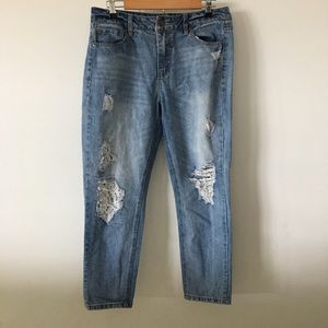 Busted Knee Lace Jeans Sz 27